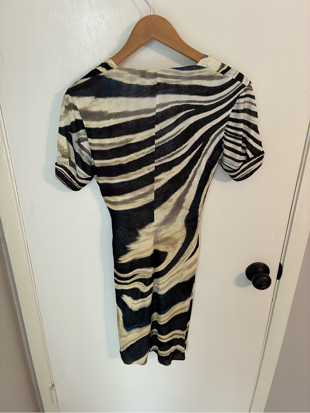 Roberto Cavalli Vintage Y2K Zebra Print Dress with metal buckle - Picture 2 of 6